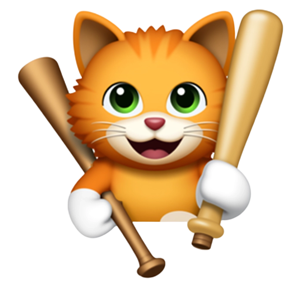 A cat holding a baseball bat