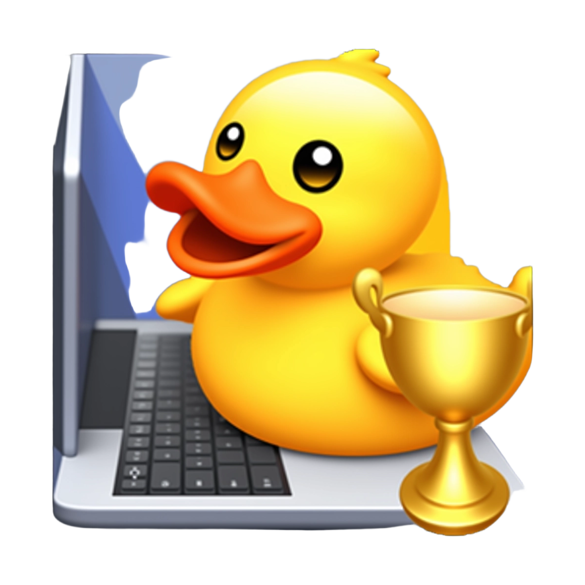 rubber ducky winning a coding compition, hands on computer